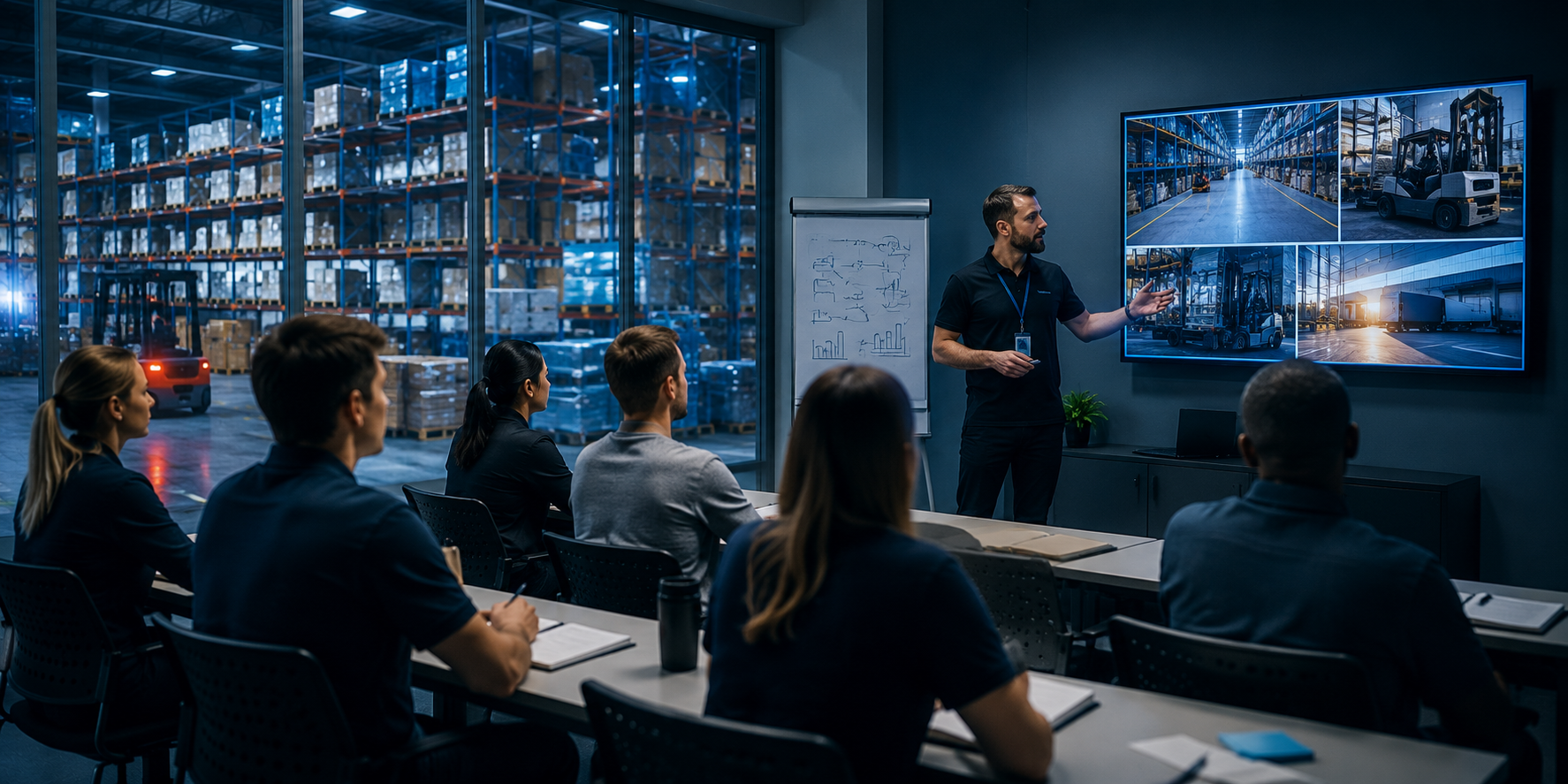 Supply chain warehouse operative apprentices in the classroom